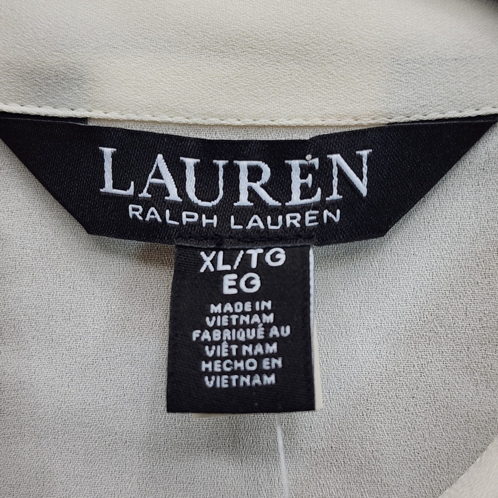 NWT Lauren Ralph Lauren Ruffle Tie Neck Romantic Victorian Blouse XL Cream - Picture 5 of 11